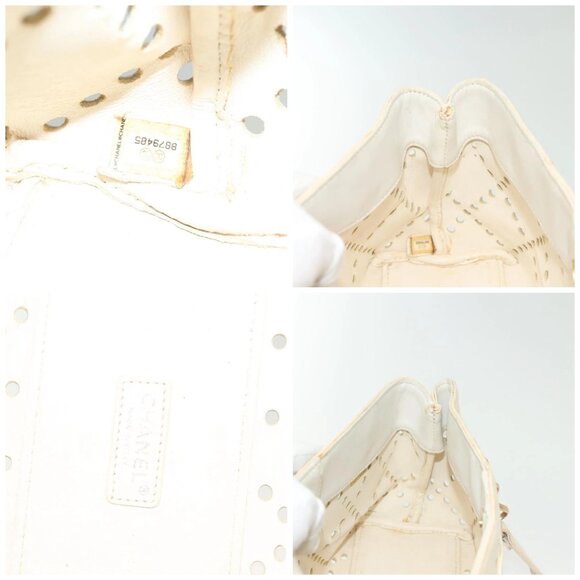 CHANEL Chain Shoulder Bag Enamel Ivory Gold CC Auth 136726 - Picture 15 of 16